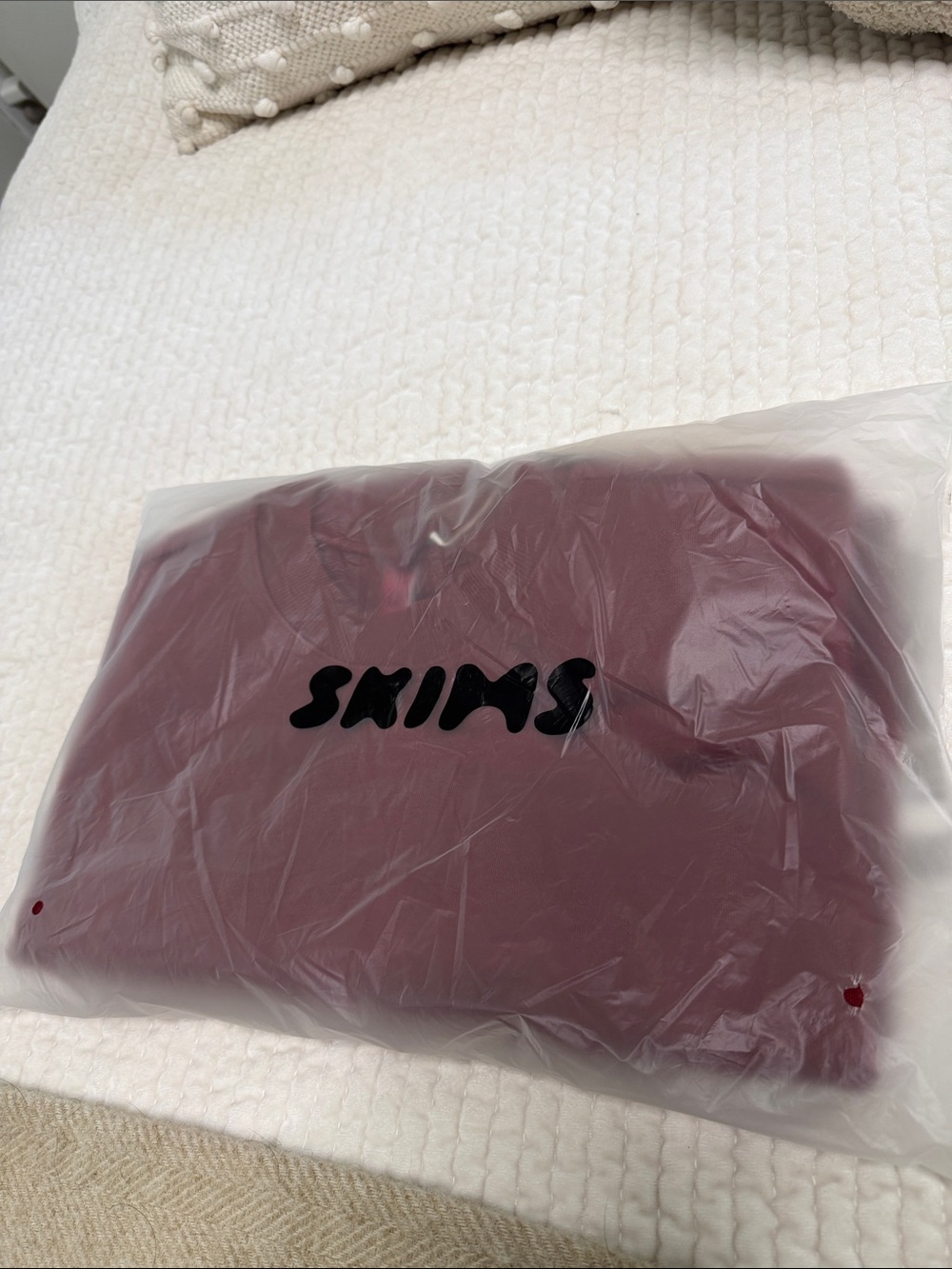 SKIMS MERLOT COTTON FLEECE CREWNECK